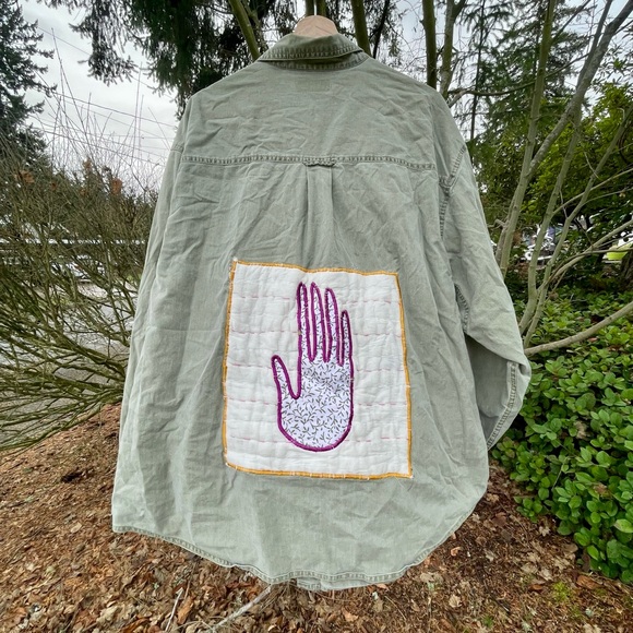 Green Jacket with Hand Patch Applique - Picture 2 of 8